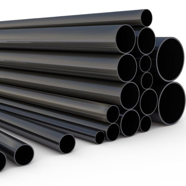 Ống thép đen làm từ thép carbon, bề mặt màu xanh đen đặc trưng